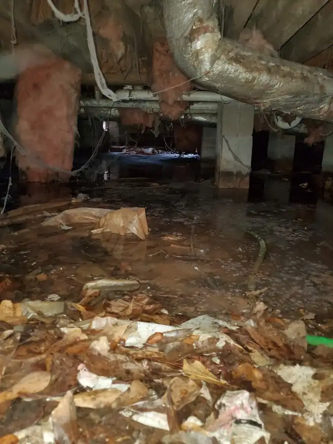 Crawl space flood assessment for Commercial Water Damage Restoration in Fruitridge Pocket