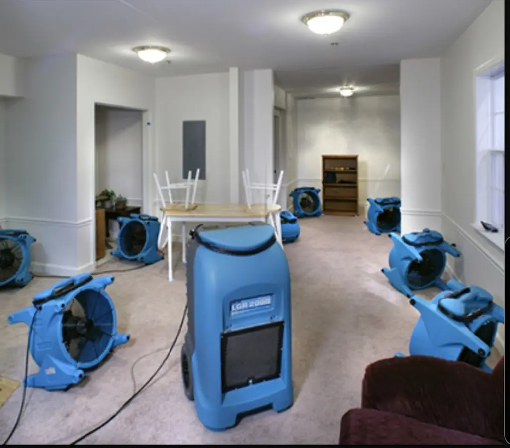 Air movers and dehumidifier setup for Water Extraction & Removal in Fruitridge Pocket