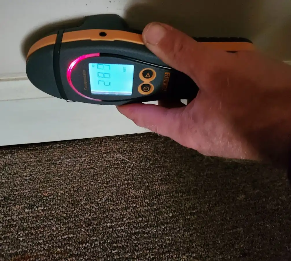 Moisture detection at baseboard during Sewage Cleanup & Sanitation in Fruitridge Pocket